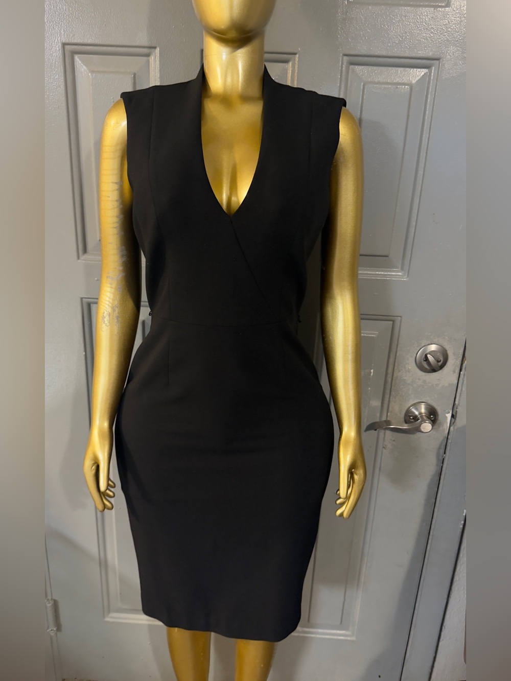 White House Black Market Black Sleeveless V-Neck Sheath Dress
